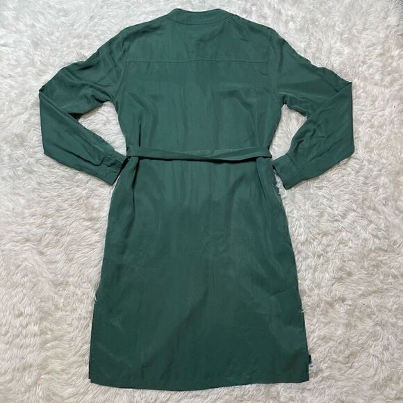 ICHI Green Blouson Snap Button Front Dress Long Sleeve Pockets Size 38 Medium - Picture 14 of 14